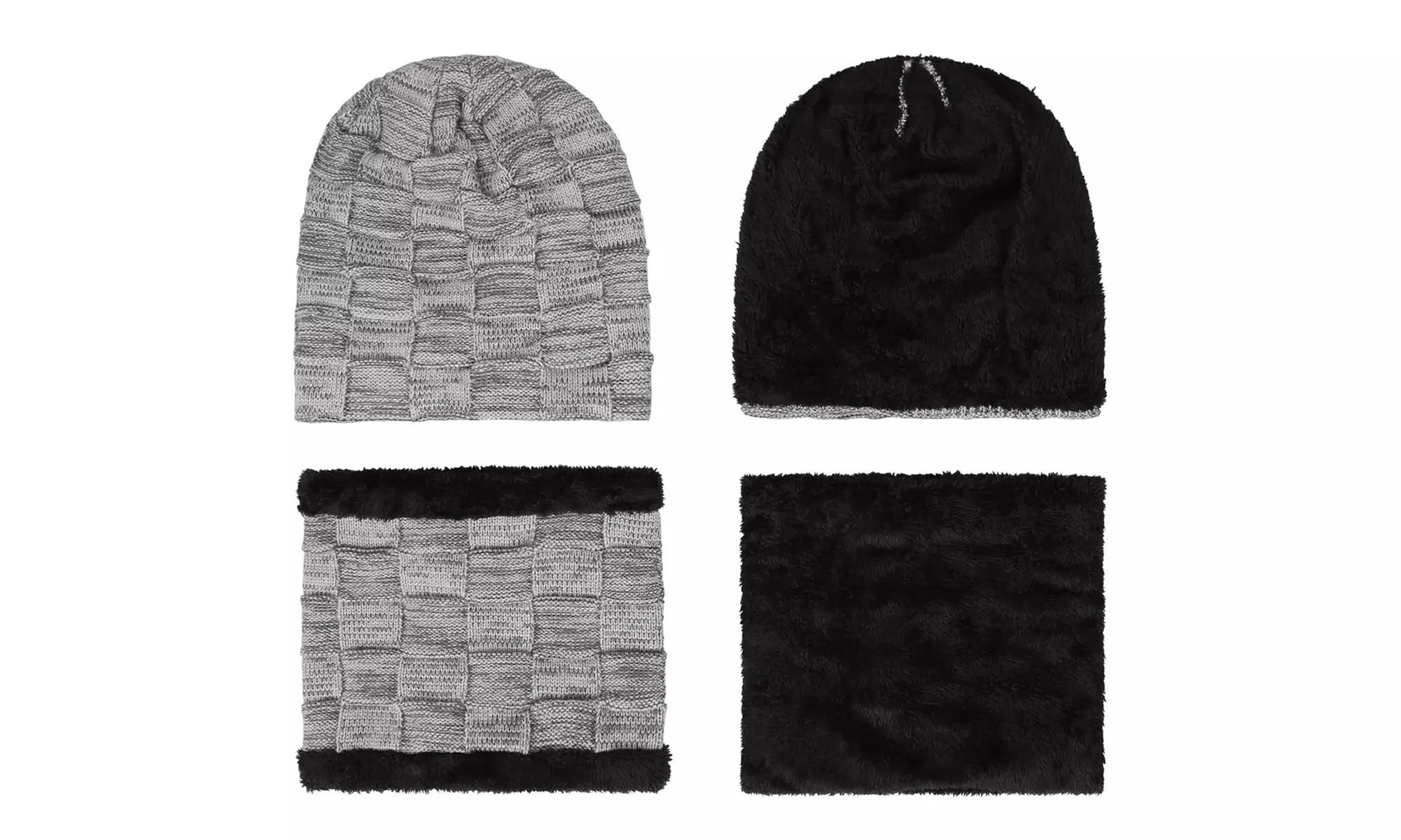 1x oder 2x Beanie oder Set mit Beanie & Schal mit Fleece-Innenseite