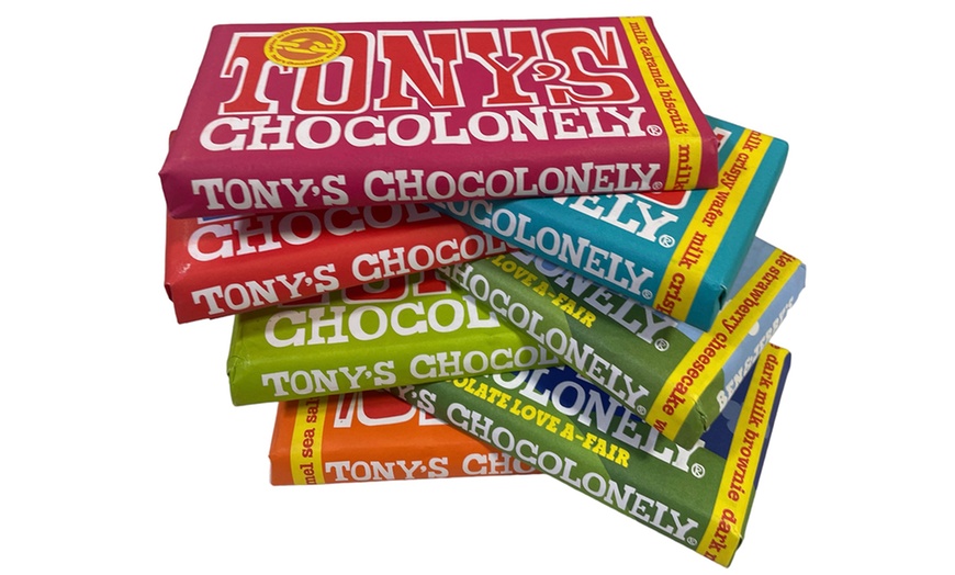 Image 1: Seven-Piece Tony's Chocolonely Chocolate Bar Hamper 180g 