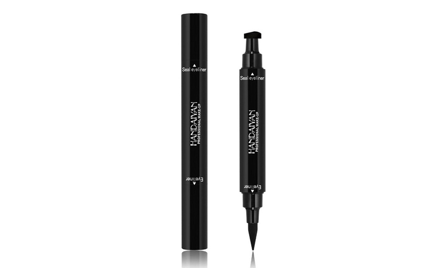 Image 1: Glamza Two-in-One Waterproof Liquid Eyeliner and Wing Stamp Pen Sets