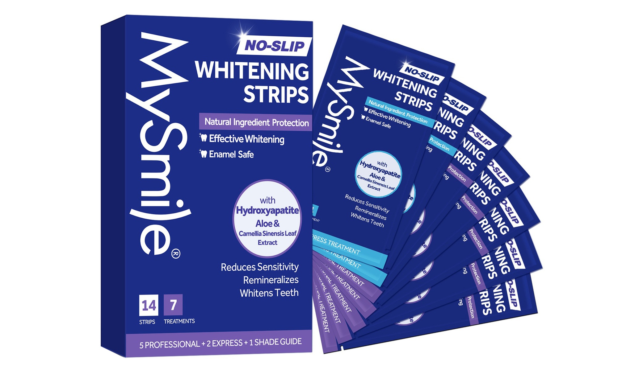 MySmile Teeth Whitening Strips Non-Slip 7 Treatments 14 Counts