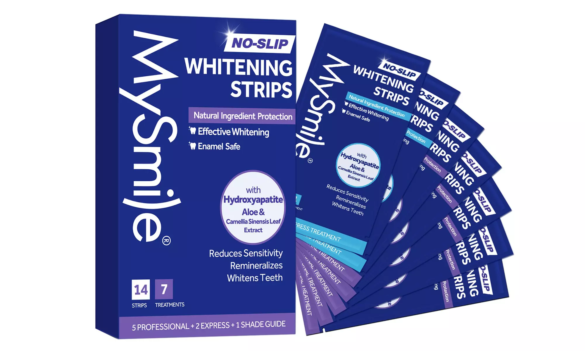 MySmile Teeth Whitening Strips Non-Slip 7 Treatments 14 Counts - Primary Image