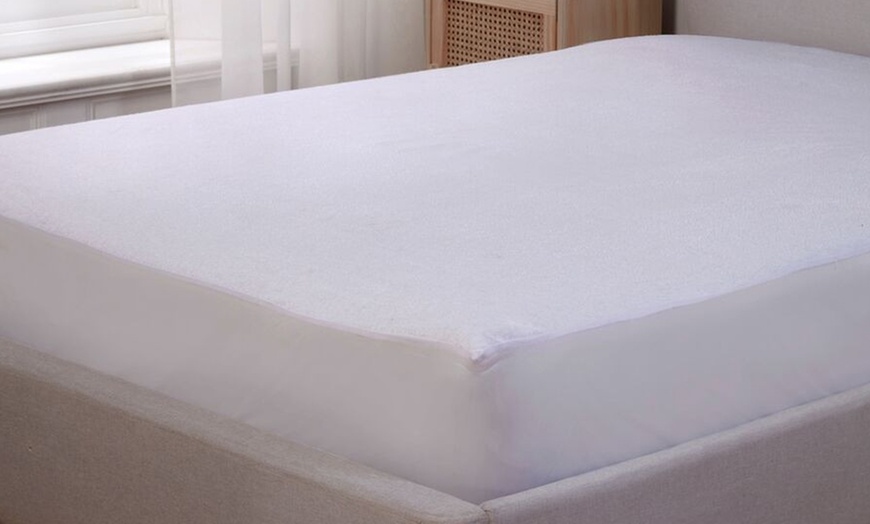 Image 3: Terry Water-Resistant Mattress Protector - 30cm Deep Fitted Skirt