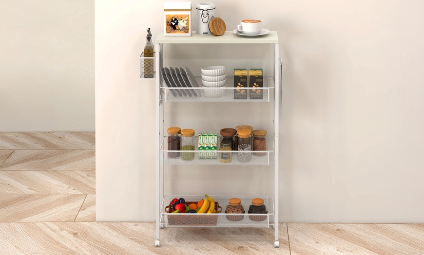 Image 3: HOMCOM 3-Tier Kitchen Cart