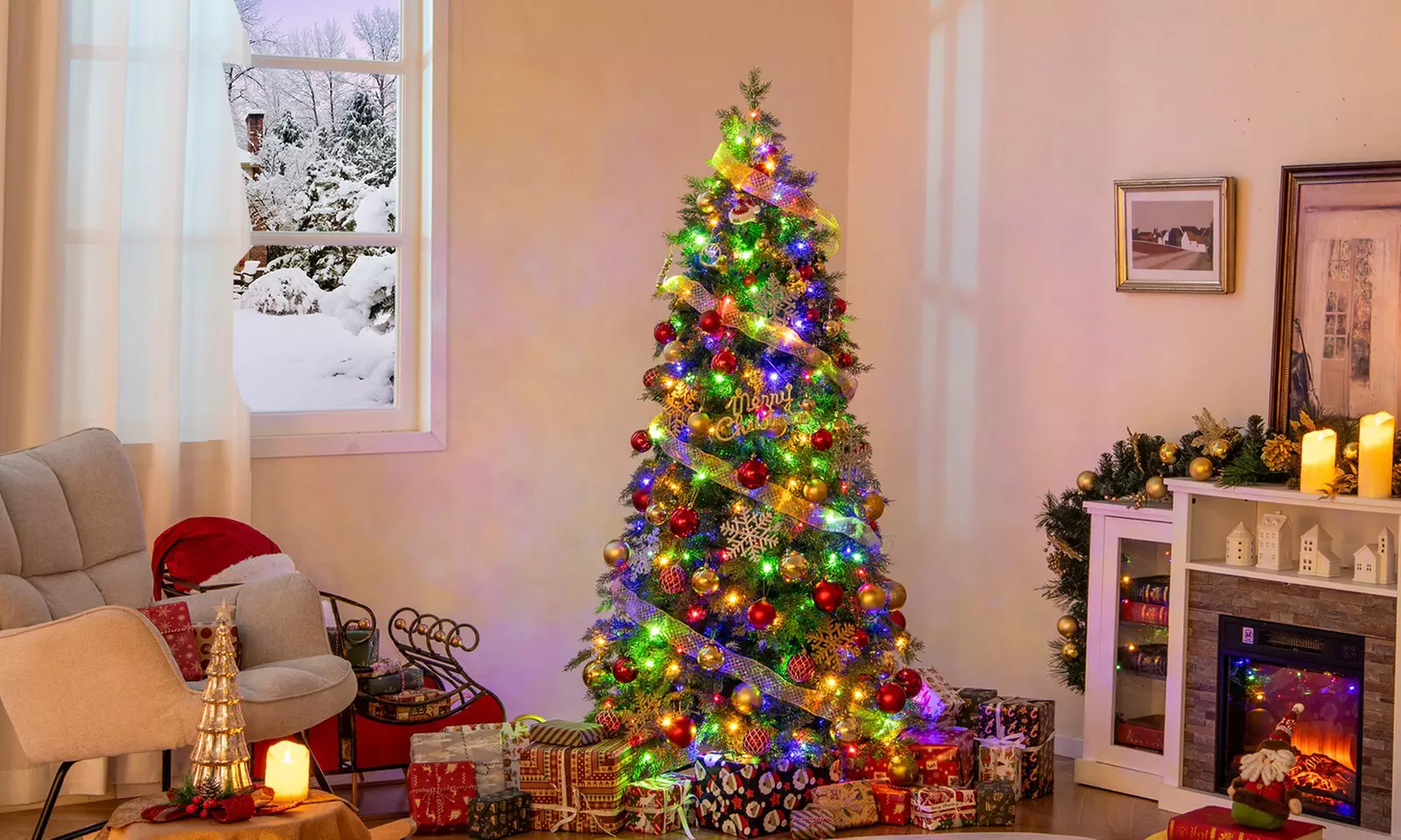 Costway 6/7.5 FT Artificial Xmas Tree with PE PVC Branch Tips & Metal Stand