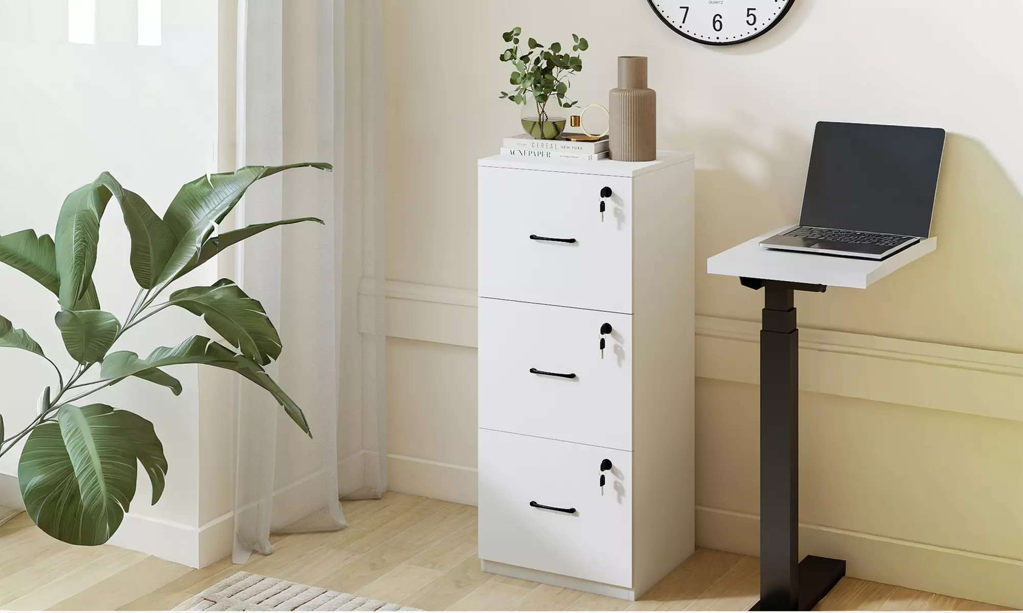Levede 3 Drawer Vertical File Cabinet with Locks