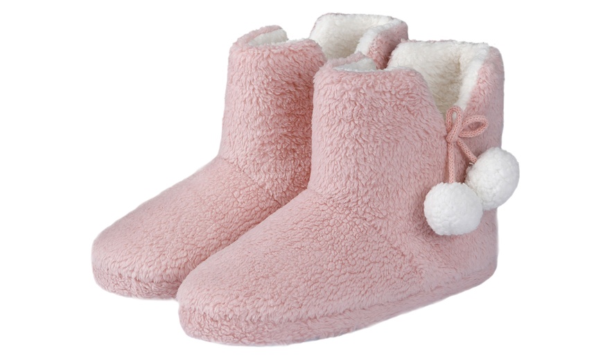 Image 4: Teddy Fleece Bootie Slippers