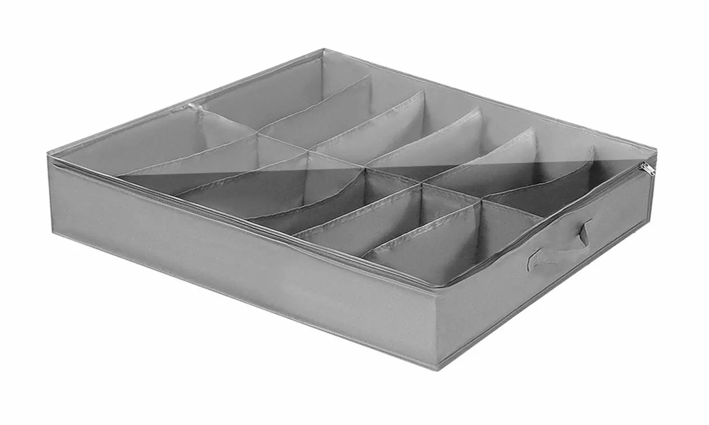 Under Bed Shoe Organizer Hidden Shoes Storage with Clear Cover & Zippers