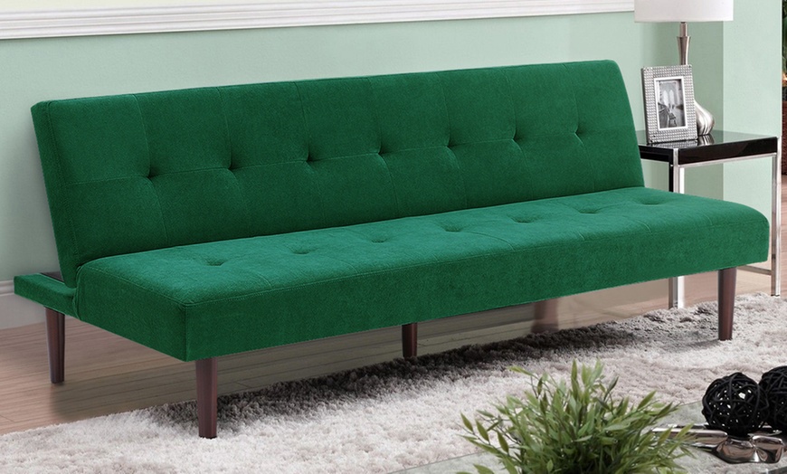 Image 3: Living And Home Modern Tufted Sofa Bed with Towelling Upholstery