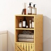 Image 6: Homcom Bamboo Bathroom Under Sink Cabinet with Adjustable Shelf