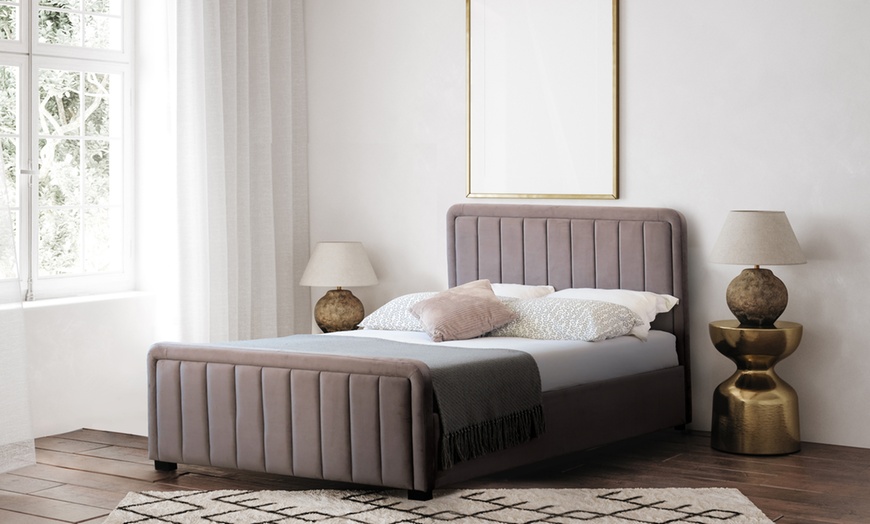 Image 4: Fabric Borneo Ottoman Bed with Optional Mattress