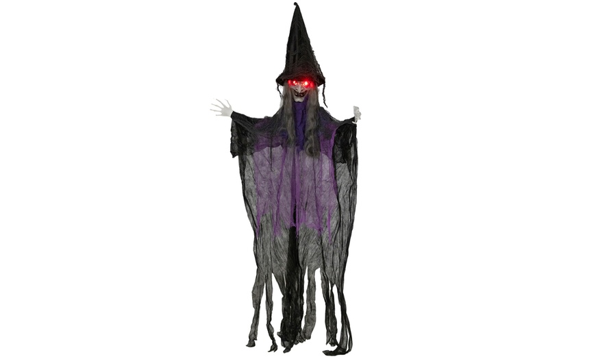 Image 25: Outsunny Voice Activated Halloween Animatronics Witch