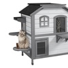 Image 2: PawHut Cat House Spacious Two-Level Design for Indoor/Outdoor Use