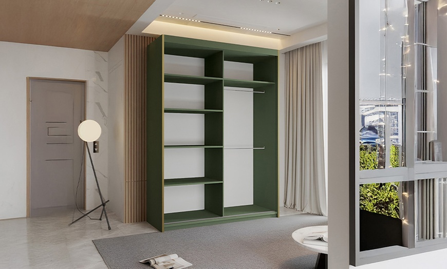 Image 4: Sliding Wardrobes Peru Green Wardrobe
