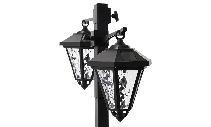 Image 6: One or Two 1.4m Twin-Head Solar Warm White LED Lamp Post Lights