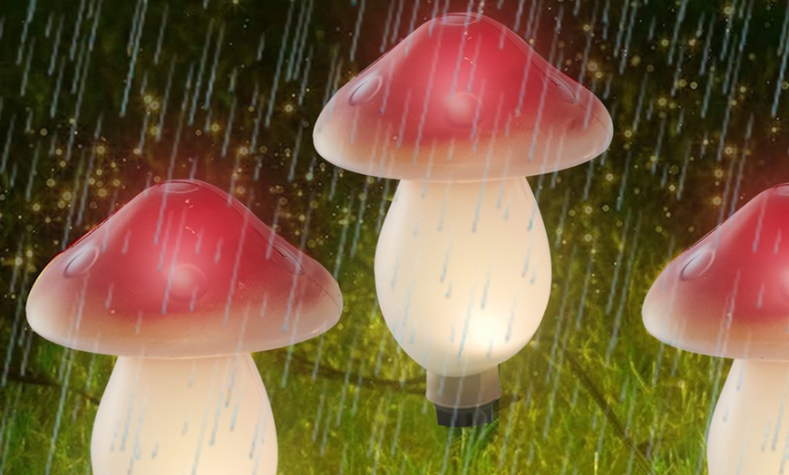 Image 11: Set of Three or Six Warm White Solar Mushroom Outdoor Garden Lights 