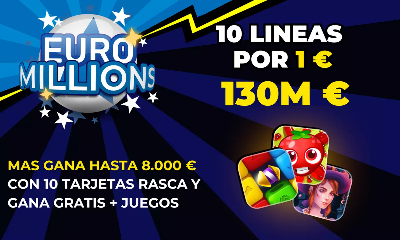 10 líneas de Euromillones y 10 juegos gratis con Lotto Social para una persona: ¡aumenta tus probabilidades de éxito! - Primary Image