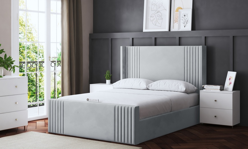 Image 8: Elara Winged Panel Bed in Various Sizes and Colours
