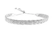 Italian Made Solid sterling Silver Adjustable Braided Herringbone Bracelet - Second Medium