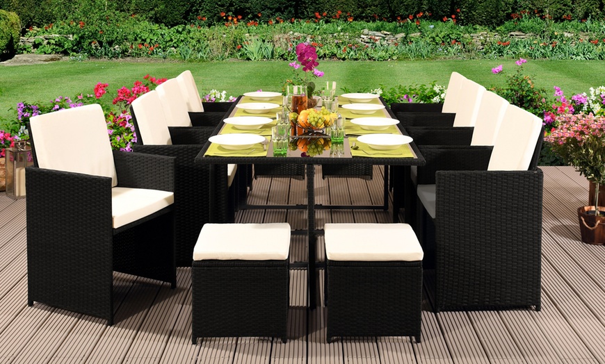 Image 6: 9, 11 or 13 Piece High Back Rattan Effect Cube Dining Set
