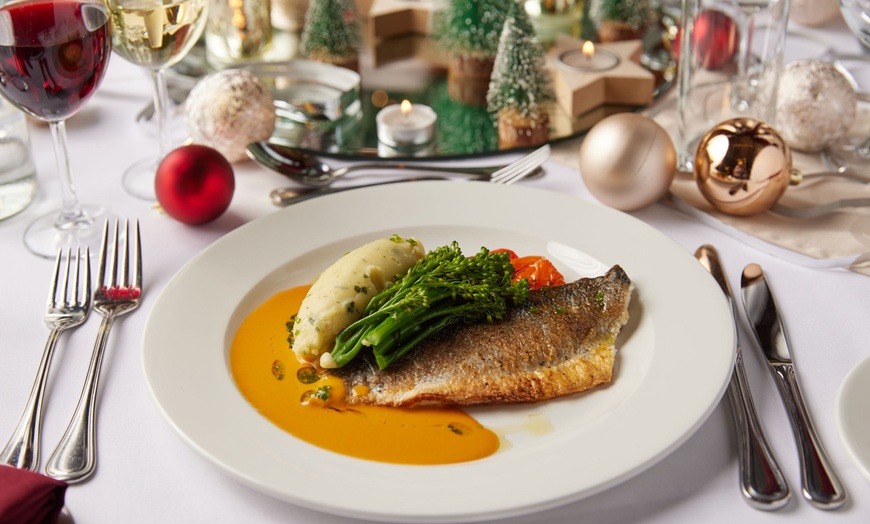 Image 2: Festive Meal with a Glass of Champagne for Two