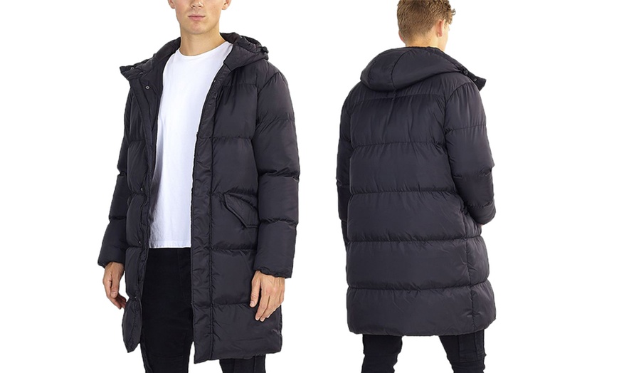 Image 2: Brave Soul Men's Padded Quilted Long Jacket