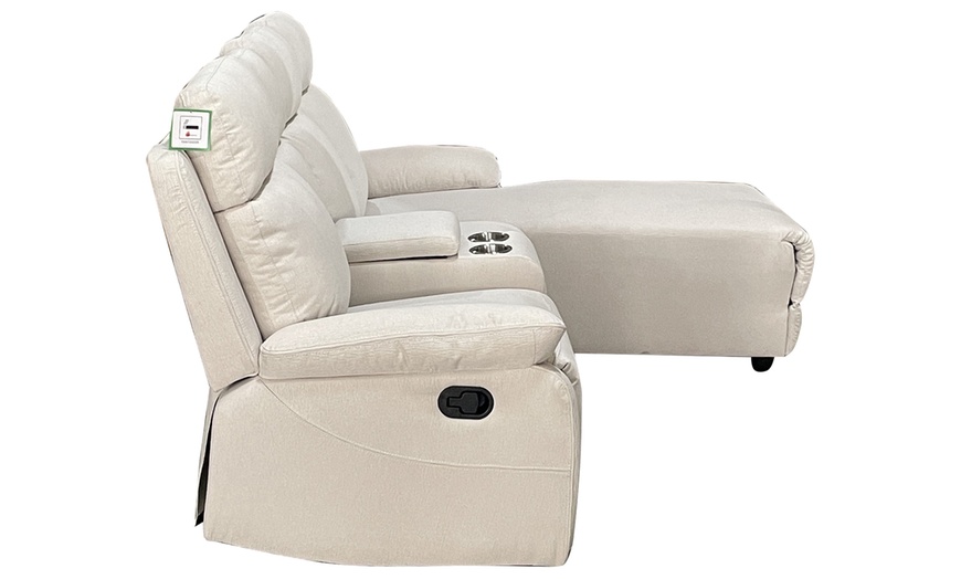 Image 19: Sorento Three Seater Fabric Corner Reclining Sofa 