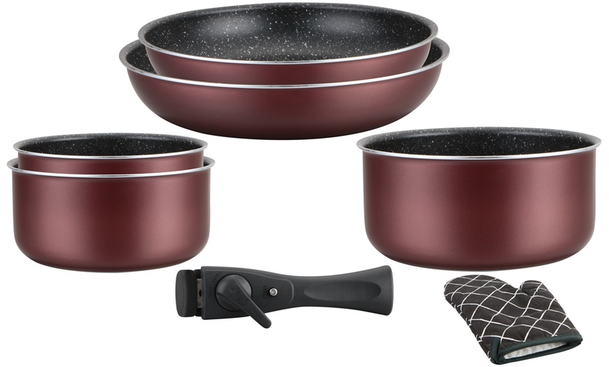 Image 3: 5-, 7-, oder 17-tlg. Herzberg Kochgeschirr-Set mit abnehmbarem Griff