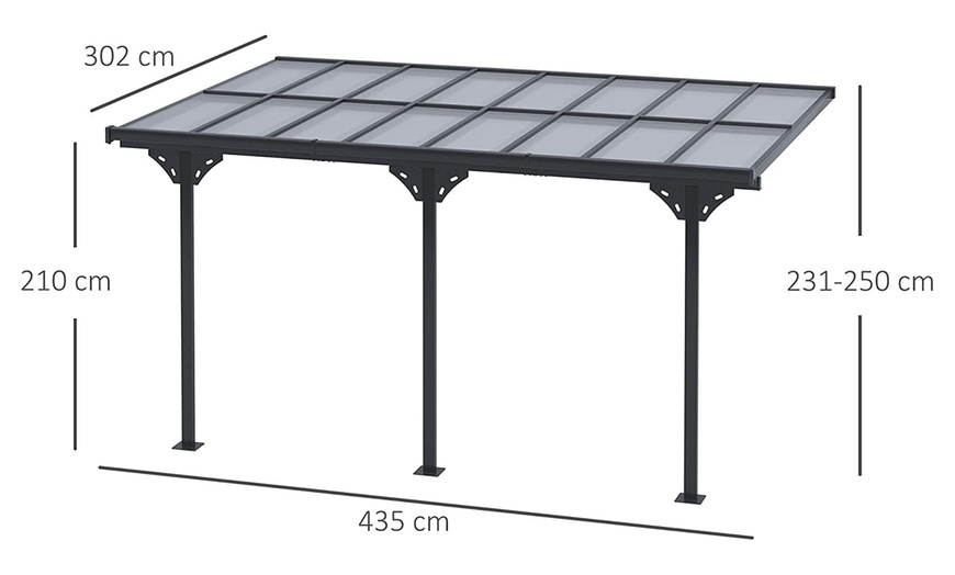 Image 6: Outsunny Outdoor Patio Wall-Mounted Pergola