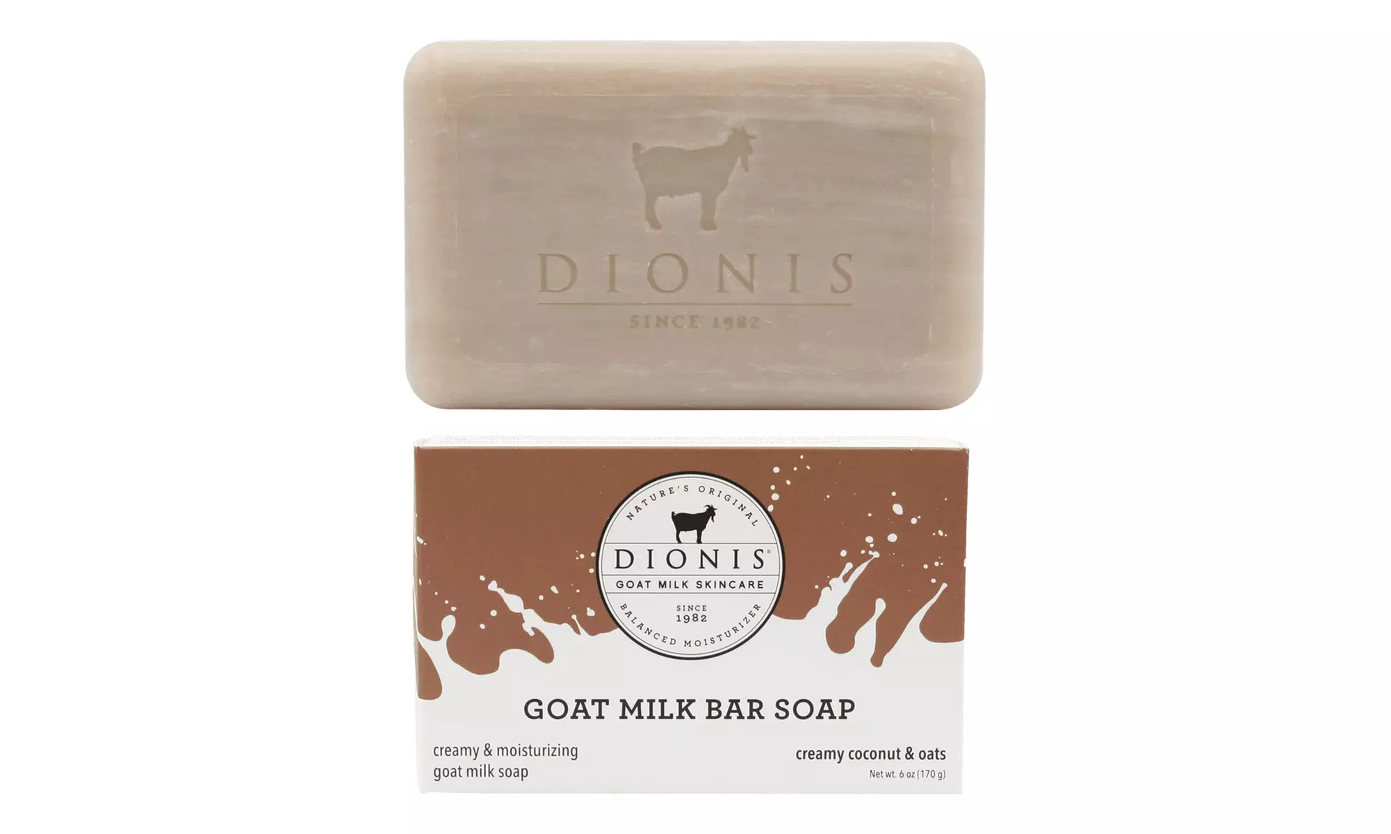 Dionis Goat Milk Bar Soap 6 oz: Creamy Coconut & Oats or Verbena & Cream Scents