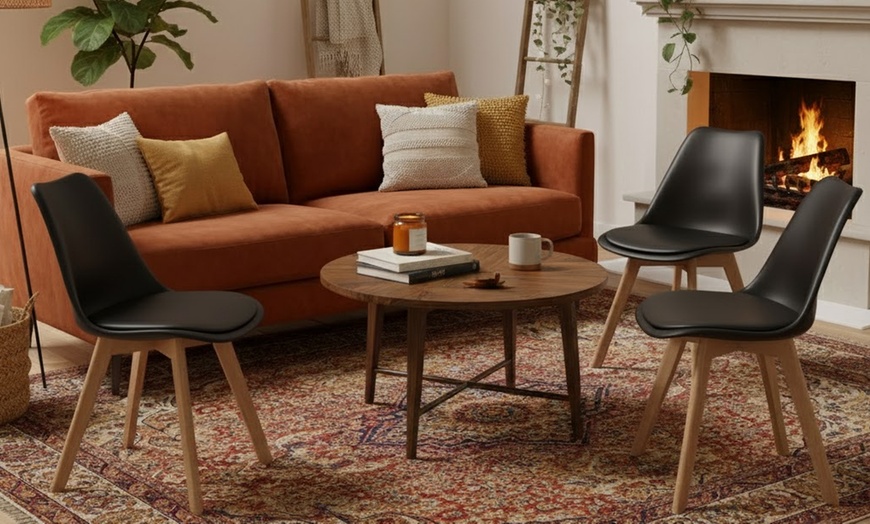 Image 11: Set 4 sedie in ecopelle e legno di faggio