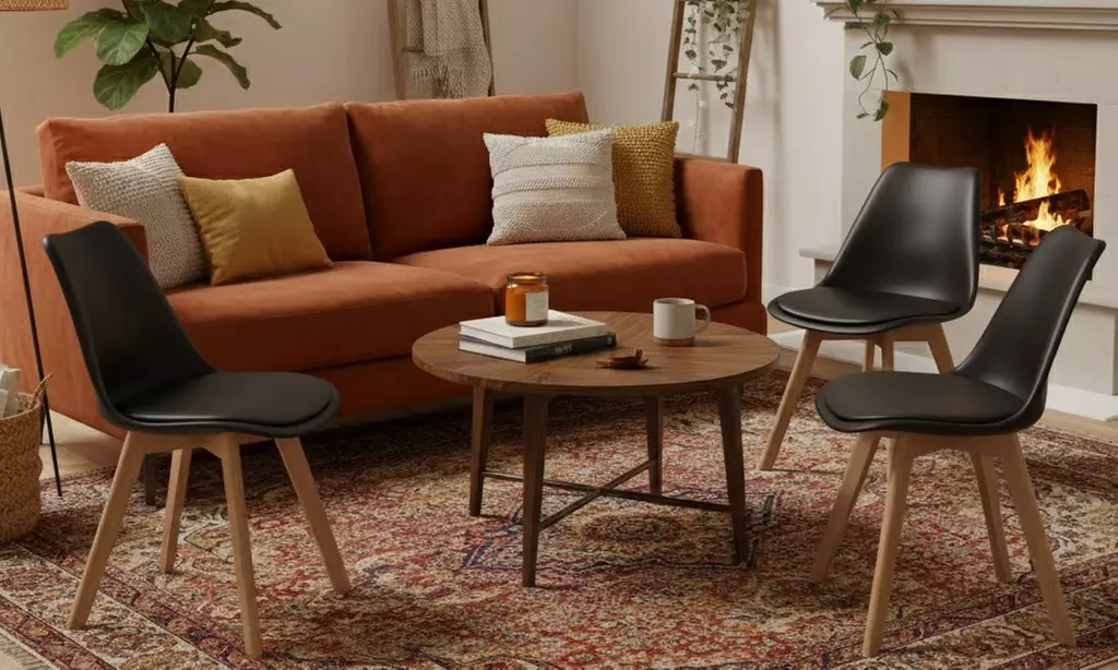 Set 4 sedie in ecopelle e legno di faggio