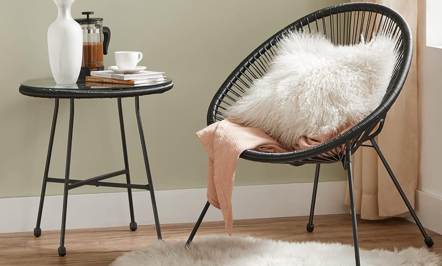 Image 9: 3-Piece String Egg Chair with Coffee Table Set 