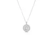 Sterling Silver Crystal Round Disc Initial Pendant Necklace - Second Medium