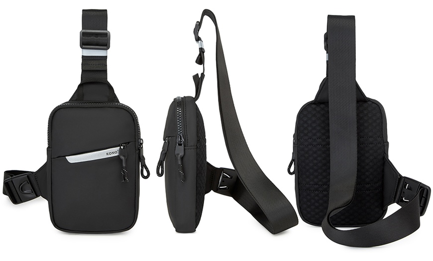 Image 2: Bolso bandolera unisex con correa ajustable y múltiples bolsillos
