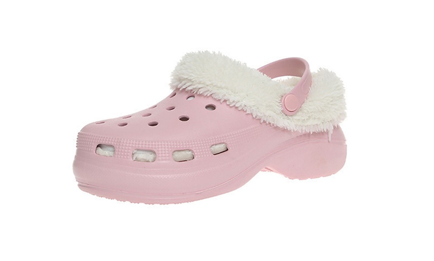 Image 8: Plush Fleece Lined Platform Clogs