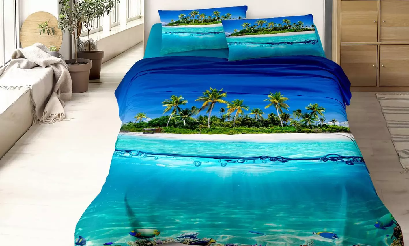 Completo lenzuola in cotone con stampa digitale