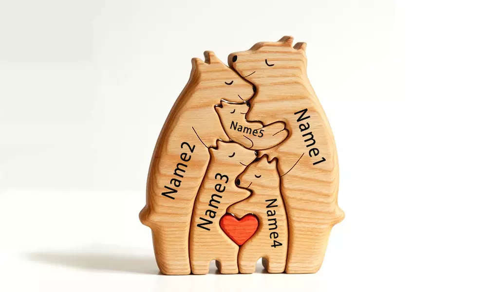 Bären-Familien-Puzzle aus Holz opt. mit Namensgravur von Justyling