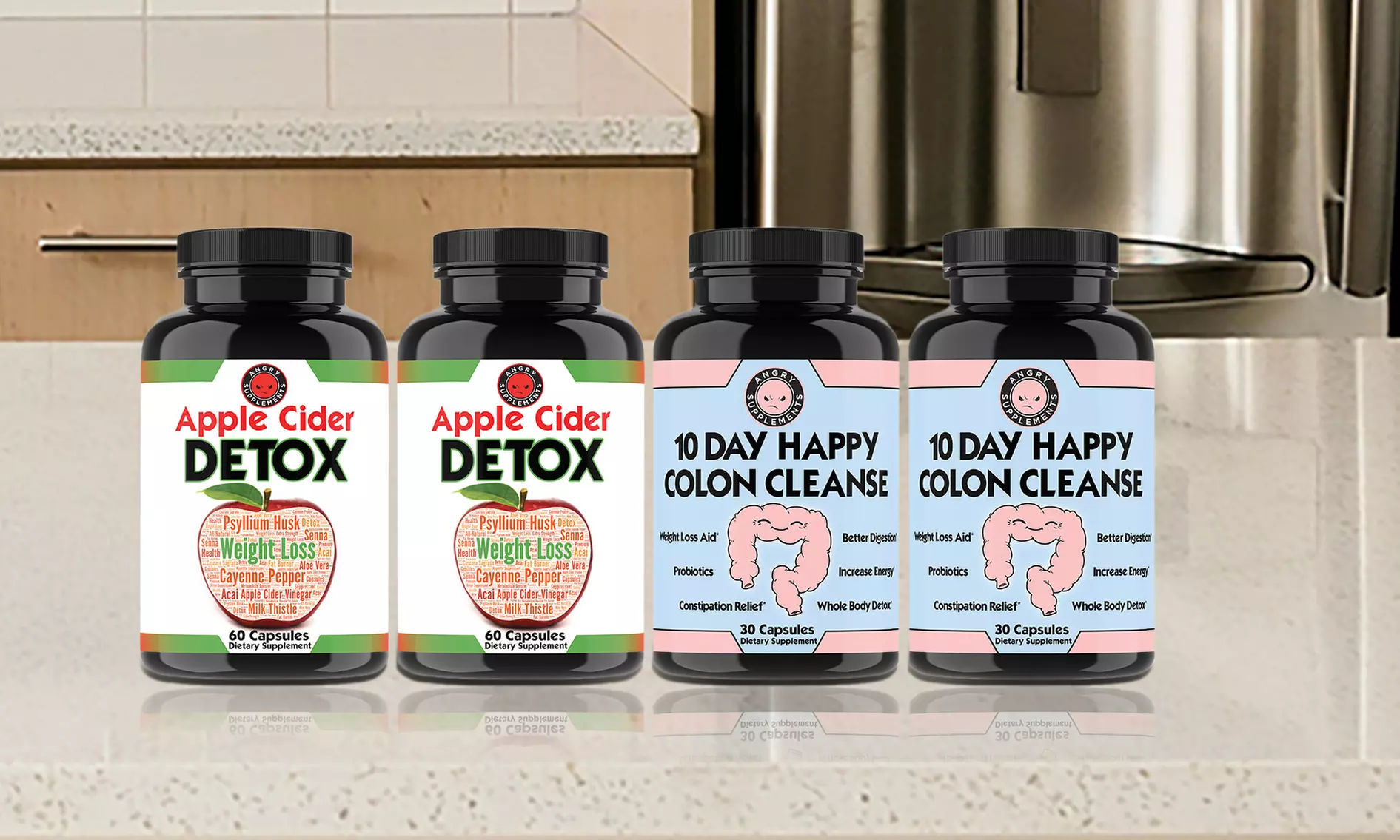 Apple Cider Detox, 10 Day Happy Colon Cleanse Weight Loss and Diet 4-Pack