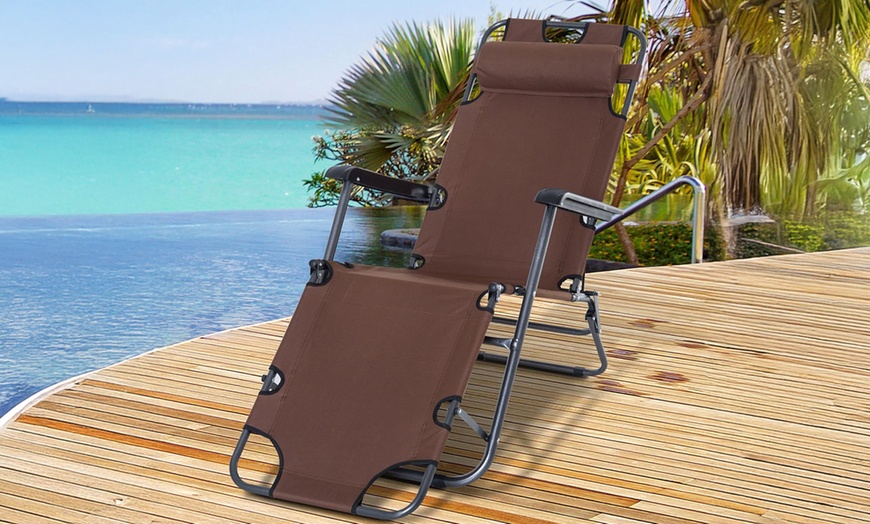Image 10: Outsunny Two-in-One Foldable Lounger