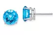Paris Jewelry White Gold Plated Created 2Ct Round Swiss Blue Topaz Stud Earrings - Second Medium