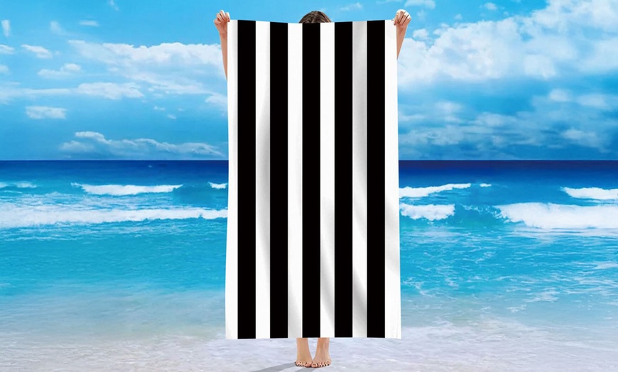 Image 10: Single Jersey Striped Summer Beach or Bath Towel