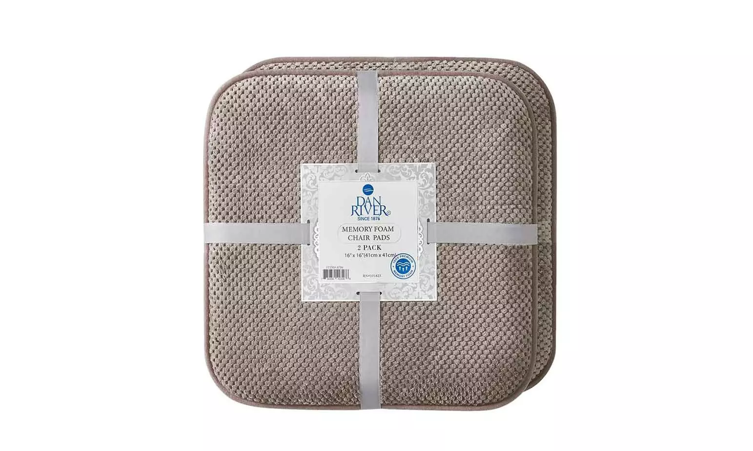 Dan River Two-Pack Memory Foam Non-Slip 16" x 16'' Chair Cushion Pad