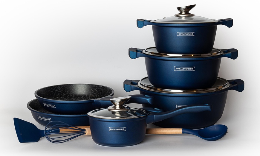 Image 3: Batería de cocina de aluminio fundido con 13 piezas, de Royalty Line