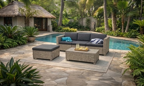 Kocoon Salon de jardin modulable 5 pièces Kocoon en résine tressée coloris gris effet rotin naturel, Gray