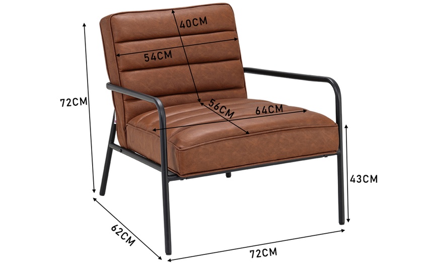 Image 6: Living And Home Tan Armchair with Metal Frame