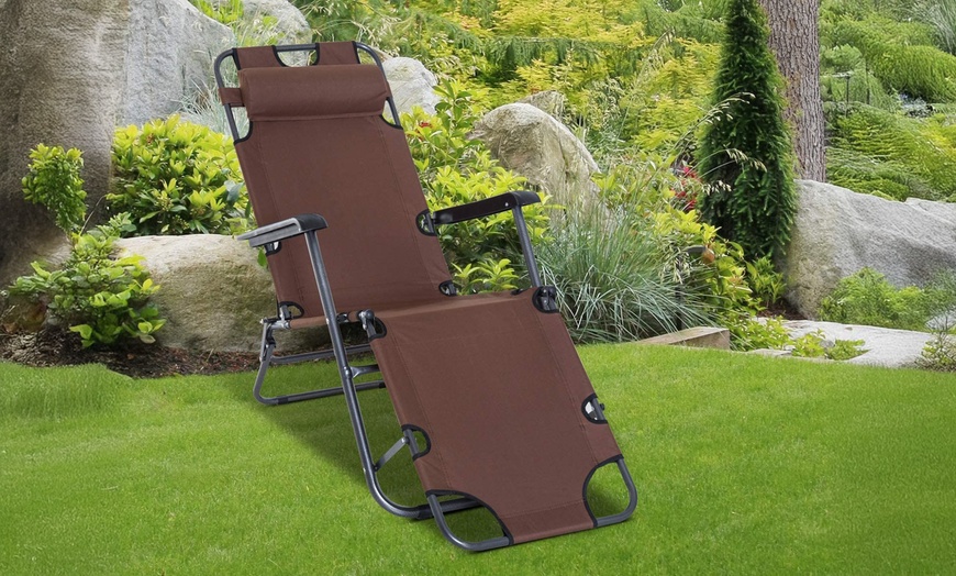 Image 1: Outsunny Two-in-One Foldable Lounger