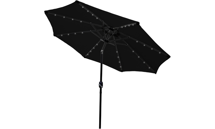 Image 2: LED Parasol 2.7m Tilt Design, Black with 32 Solar-Powered Lights