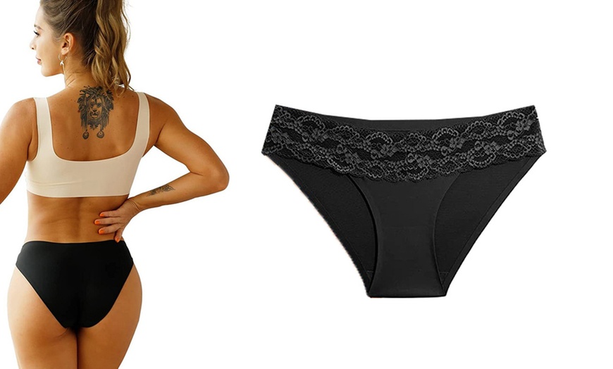 Image 4: Culotte sans coutures avec détails en dentelle