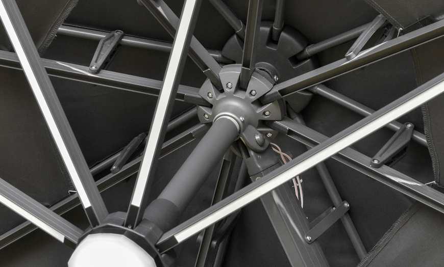 Image 2: Outsunny 3m Cantilever Roma Parasol with LED Solar Lights