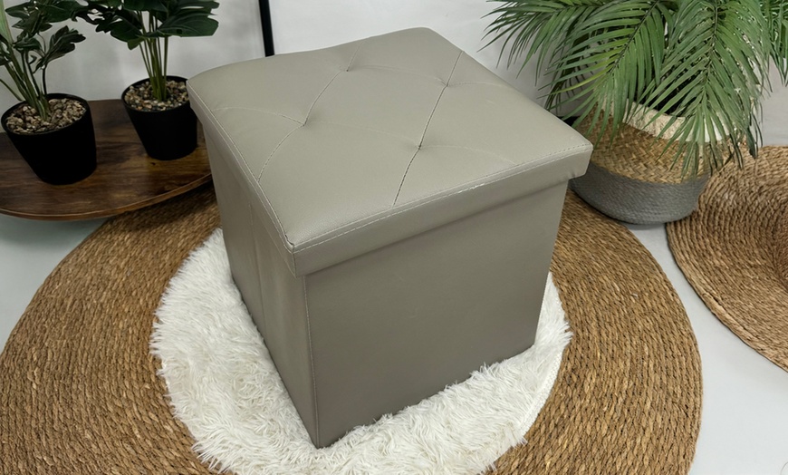 Image 13: Puf cuadrado en ecopiel con almacenamiento